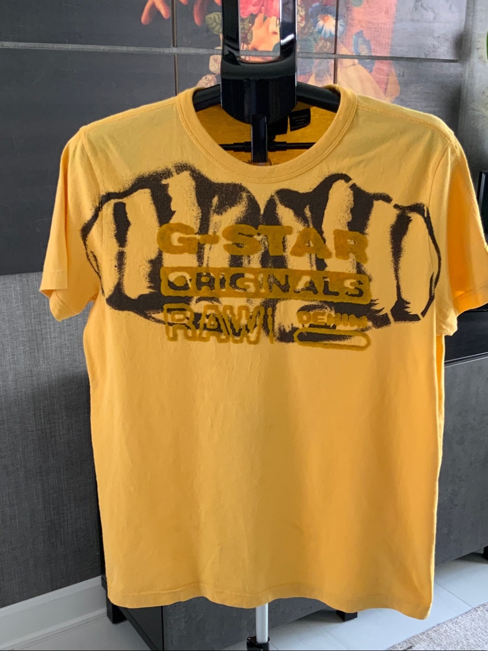 G-Star Yellow Graphic Short Sleeve Tee L
